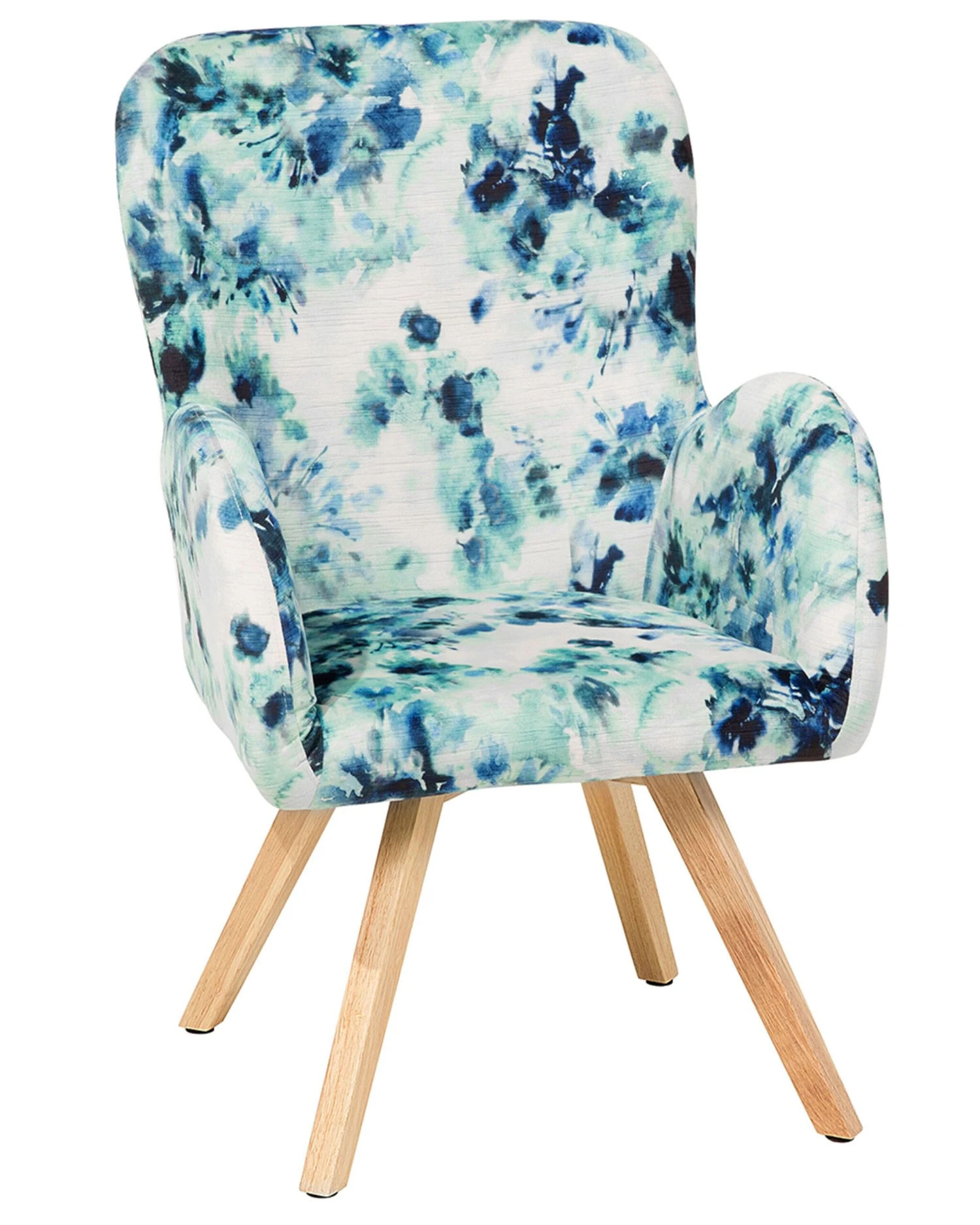 Poltrona Imbottita In Tessuto A Fantasia A Fiori Blu BJARN 3 Poltrona Imbottita In Tessuto A Fantasia A Fiori Blu BJARN