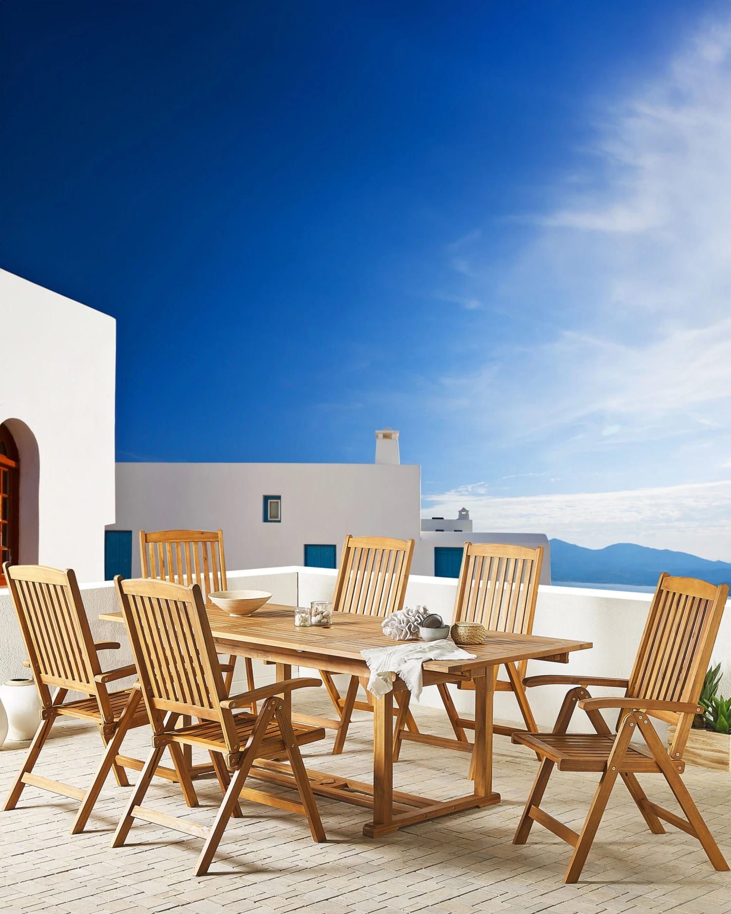 Set Di 6 Sedie Da Giardino Legno Naturale JAVA 4 Set Di 6 Sedie Da Giardino Legno Naturale JAVA - immagine 2