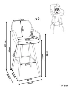 Set Di 2 Sgabelli Tessuto Blu DARIEN 21 Set Di 2 Sgabelli Tessuto Blu DARIEN -Beliani undef src sa picid 802496 type whitesh image