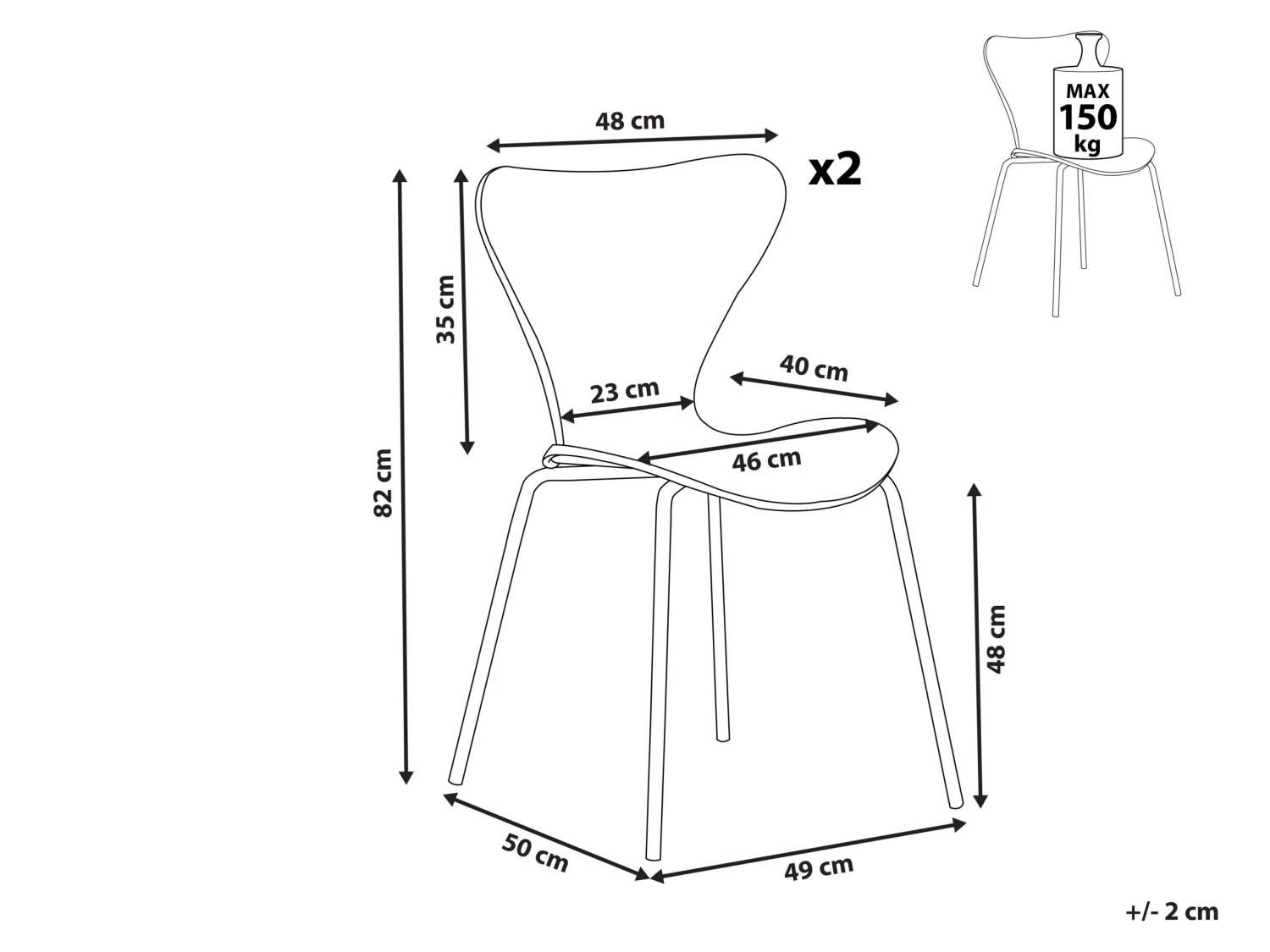 Set Di 2 Sedie Plastica Nera BOONVILLE 10 Set Di 2 Sedie Plastica Nera BOONVILLE - immagine 8