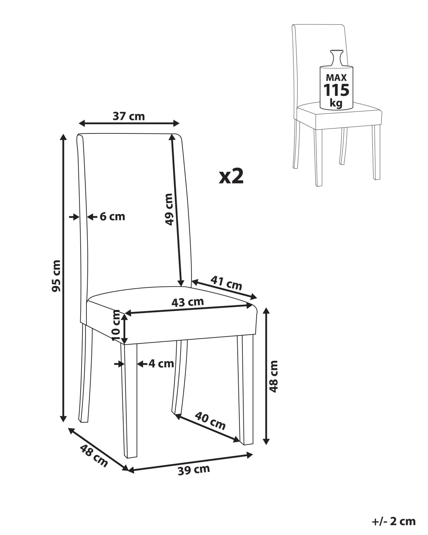 Set Di 2 Sedie Pelle Sintetica Marrone Dorato E Legno Scuro BROADWAY 11 Set Di 2 Sedie Pelle Sintetica Marrone Dorato E Legno Scuro BROADWAY - immagine 9
