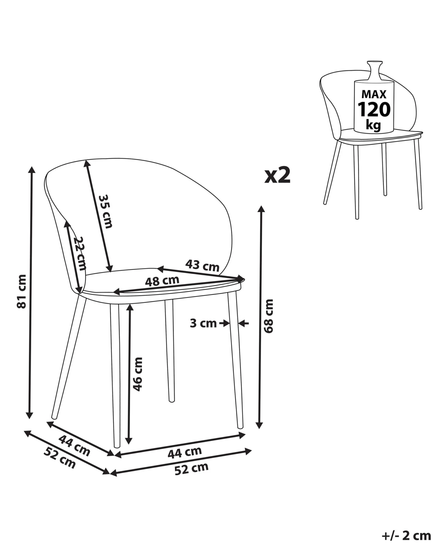 Set Di 2 Sedie Da Pranzo In Plastica Bianca BLAYKEE 12 Set Di 2 Sedie Da Pranzo In Plastica Bianca BLAYKEE - immagine 10