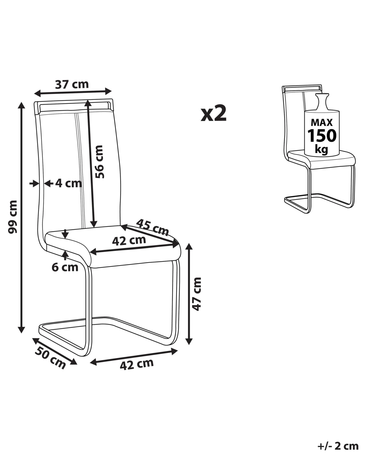 Set Di 2 Sedie Ecopelle Nero GREEDIN - immagine 9