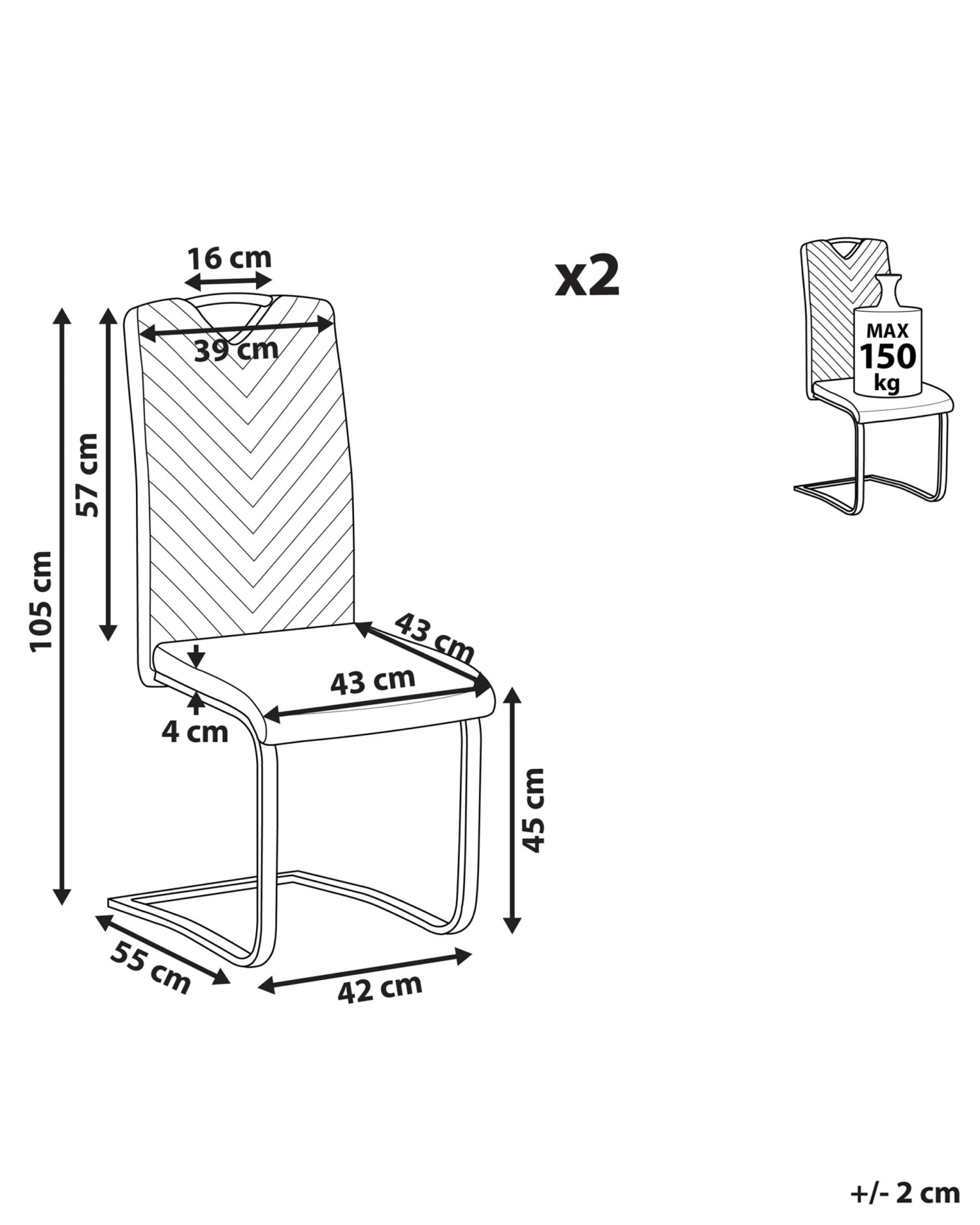 Set Di 2 Sedie Pelle Sintetica Grigio Chiaro PICKNES - immagine 9