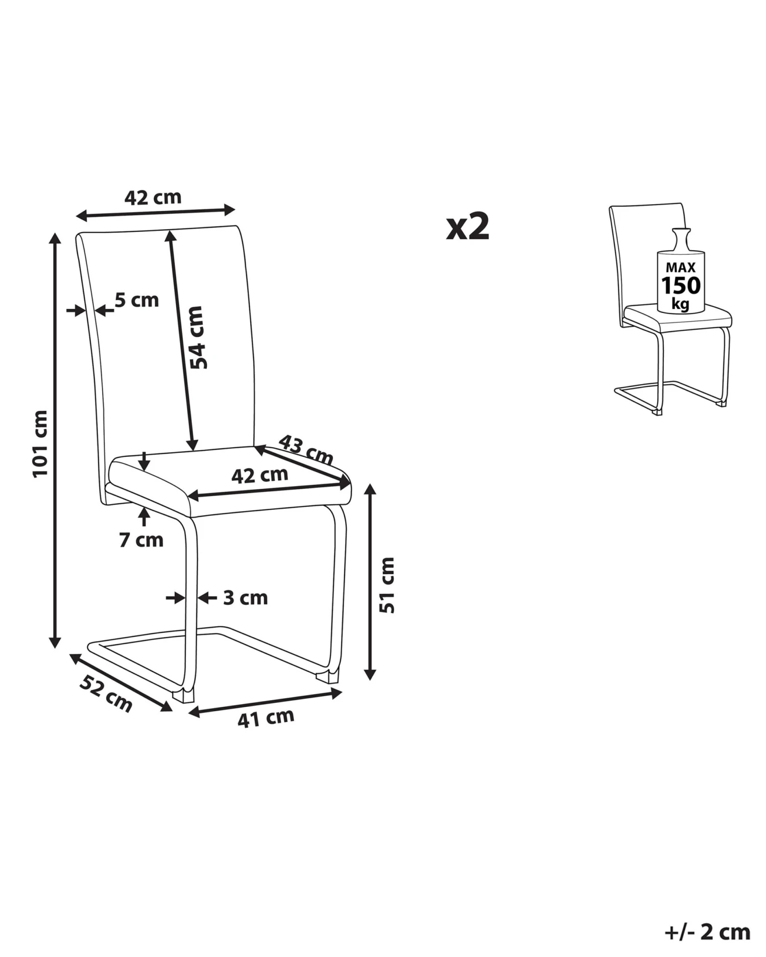 Set Di 2 Sedie Ecopelle Nero ROVARD 11 Set Di 2 Sedie Ecopelle Nero ROVARD - immagine 9