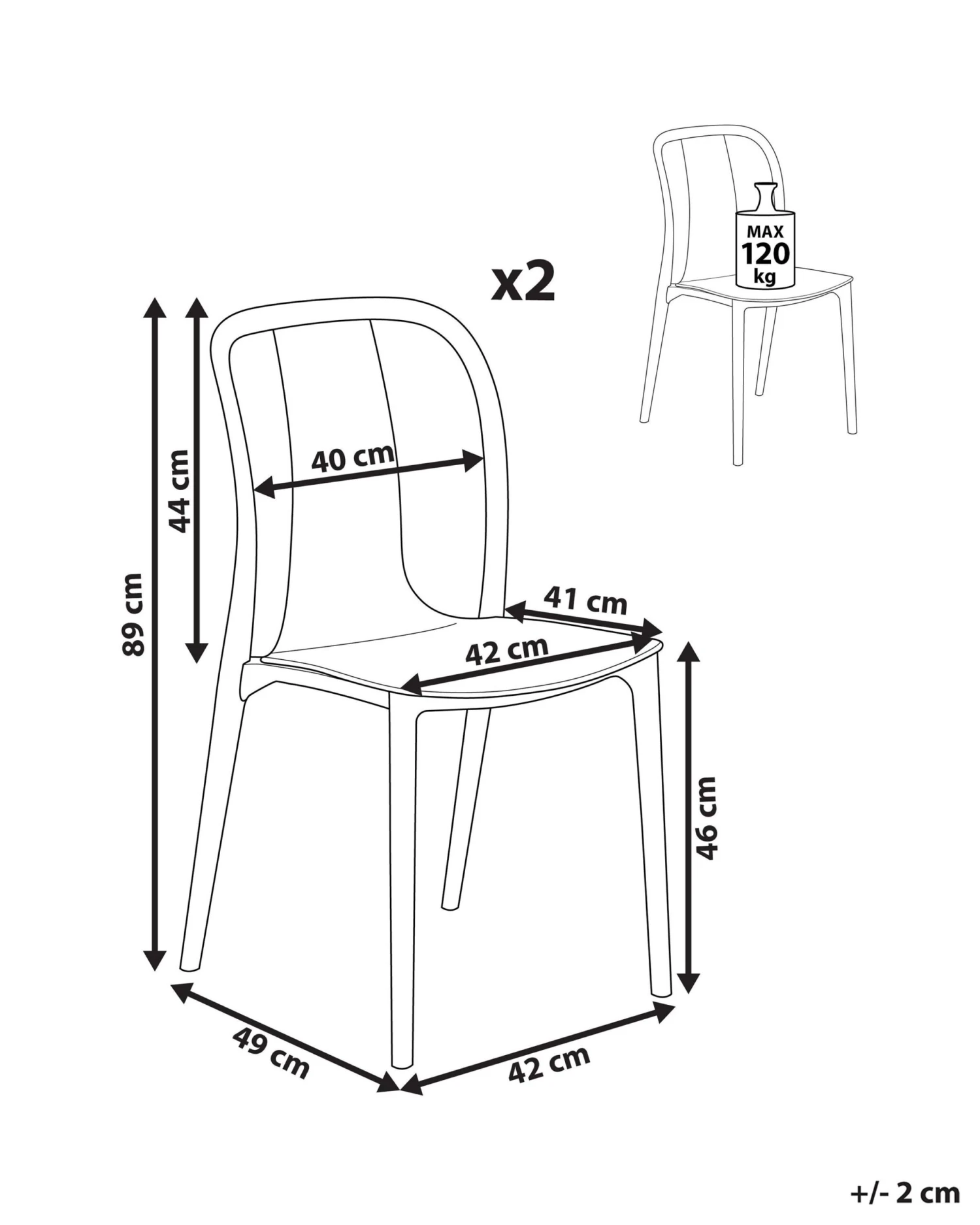 Set Di 2 Sedie In Plastica Bianco E Grigio SPEZIA 12 Set Di 2 Sedie In Plastica Bianco E Grigio SPEZIA - immagine 10