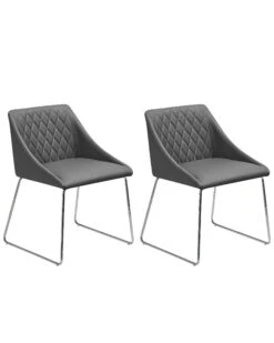 Set Di 2 Sedie Pelle Sintetica Grigio ARCATA