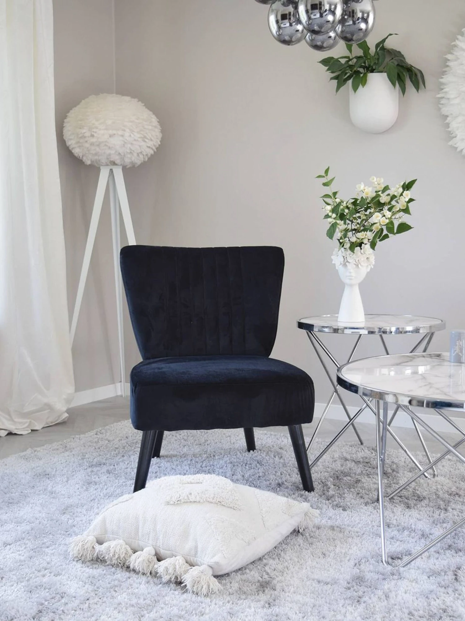 Poltrona In Tessuto Vellutato Nero VAASA 5 Poltrona In Tessuto Vellutato Nero VAASA - immagine 3