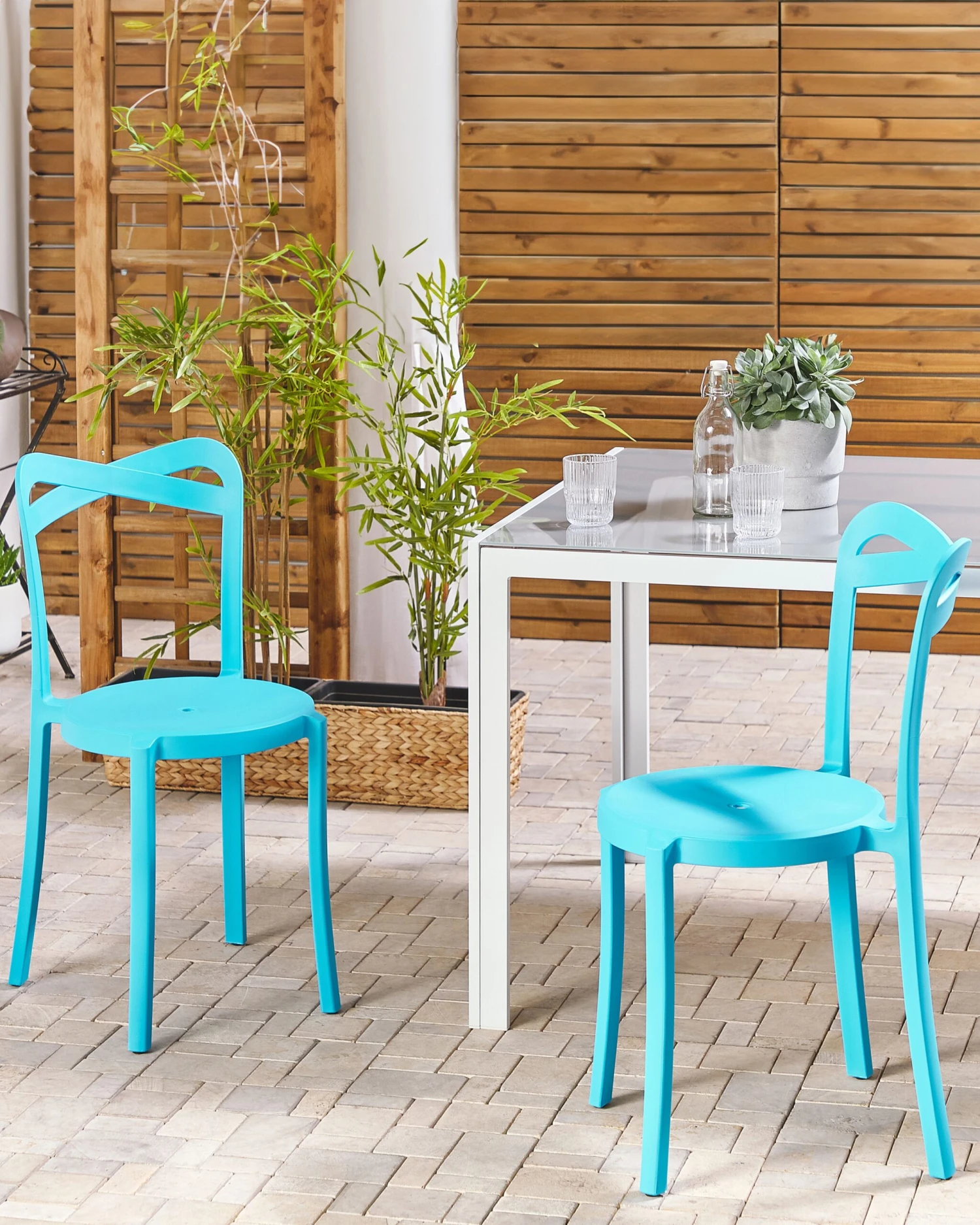 Set Di 2 Sedie In Plastica Blu CAMOGLI 4 Set Di 2 Sedie In Plastica Blu CAMOGLI - immagine 2