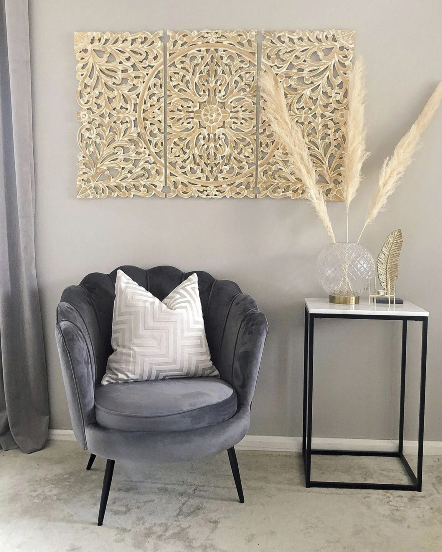 Poltrona In Velluto Grigio LOVIKKA 7 Poltrona In Velluto Grigio LOVIKKA - immagine 5