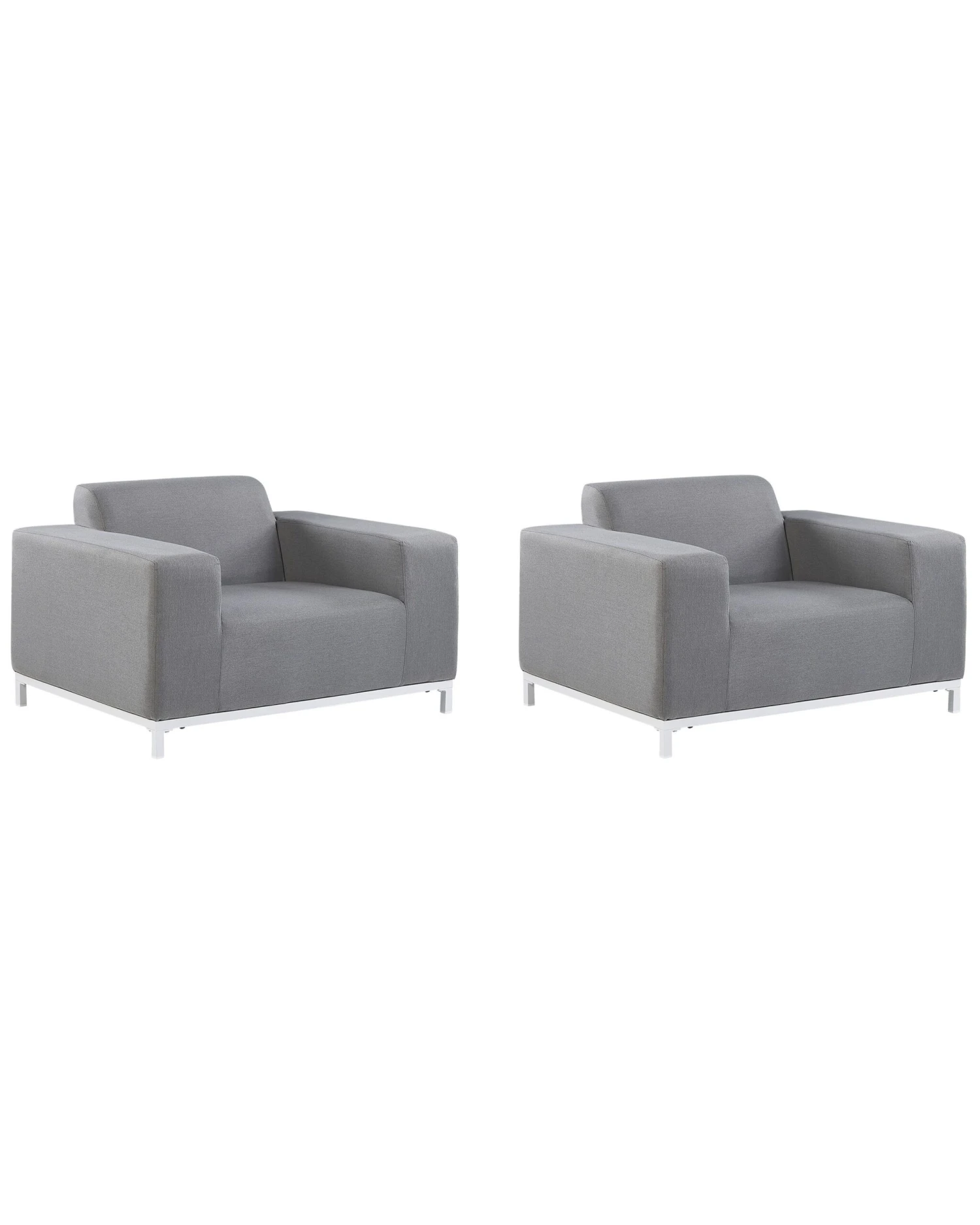 Set Di 2 Poltrone Da Giardino Grigio E Bianco ROVIGO 3 Set Di 2 Poltrone Da Giardino Grigio E Bianco ROVIGO