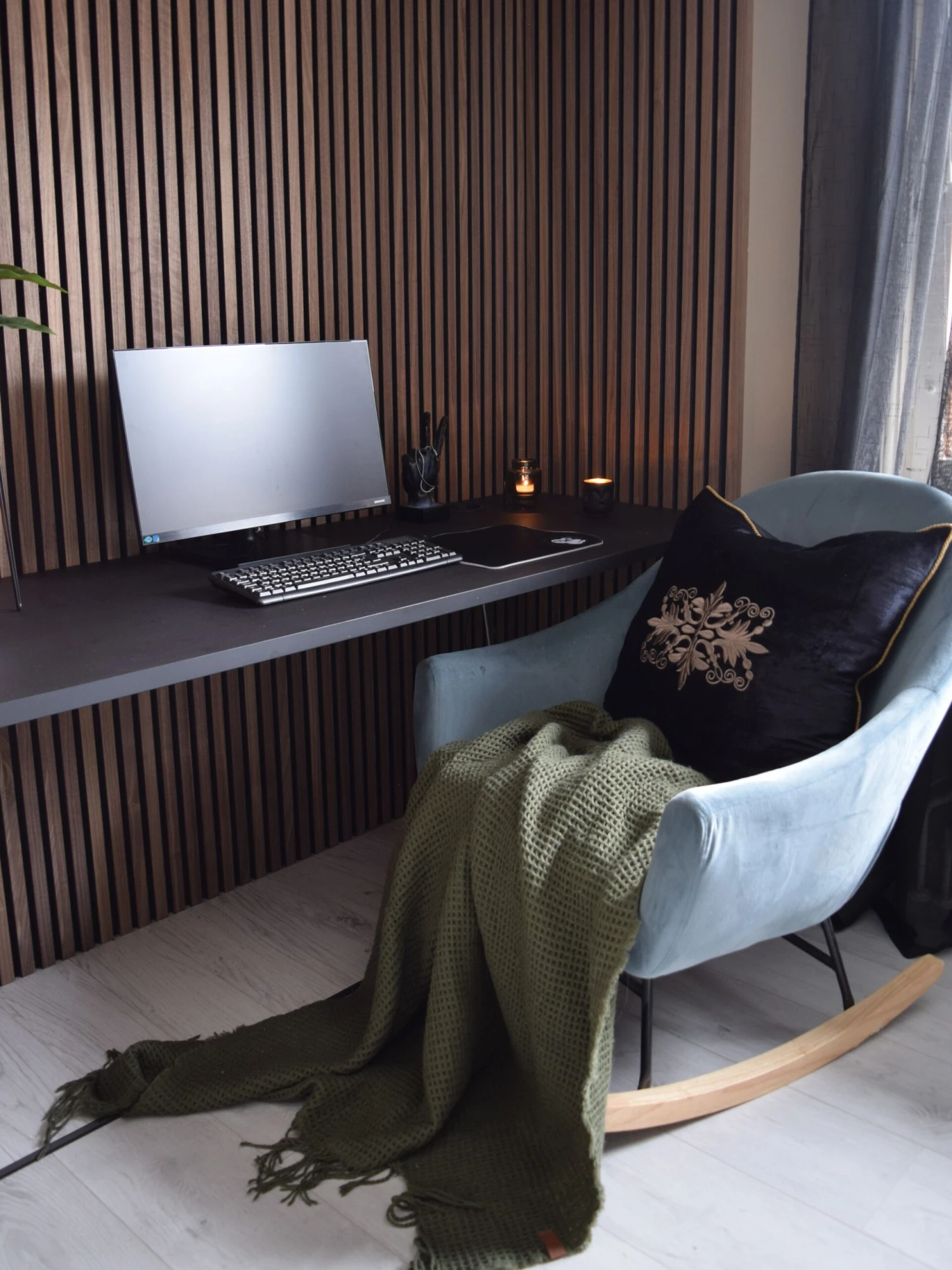 Poltrona A Dondolo Velluto Grigio Chiaro OXIE - immagine 4