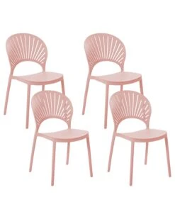 Set Di 4 Sedie In Plastica Rosa OSTIA