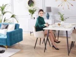 Tavolo Da Pranzo Effetto Marmo Bianco E Nero SANTIAGO Varie Dimensioni 16 Tavolo Da Pranzo Effetto Marmo Bianco E Nero SANTIAGO Varie Dimensioni -Beliani undef src sa picid 832076 type whitesh image