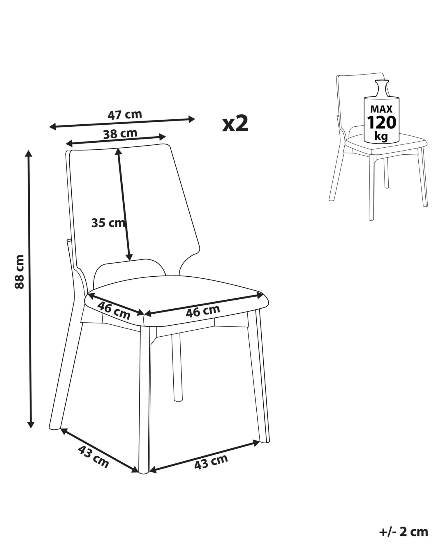 Set Di 2 Sedie Da Pranzo Tessuto Grigio Chiaro E Legno Chiaro ABEE 12 Set Di 2 Sedie Da Pranzo Tessuto Grigio Chiaro E Legno Chiaro ABEE - immagine 10