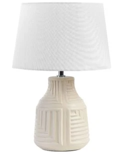 Lampada Da Tavolo Ceramica Beige E Bianco 42 Cm OZAMA