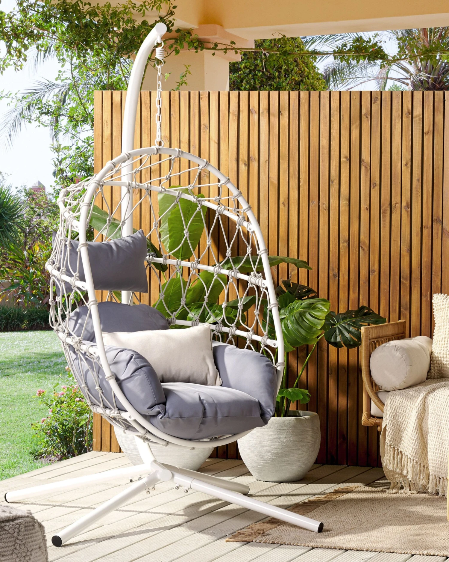 Sedia Sospesa Rattan Bianco ADRIA 4 Sedia Sospesa Rattan Bianco ADRIA - immagine 2