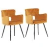 Set Di 2 Sedie Da Pranzo Velluto Arancione E Nero SANILAC
