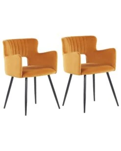 Set Di 2 Sedie Da Pranzo Velluto Arancione E Nero SANILAC