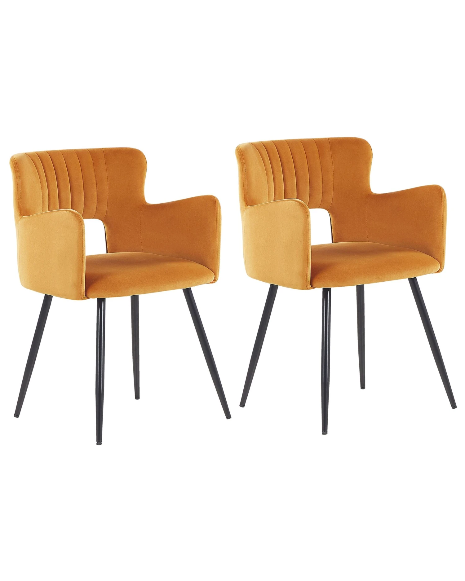 Set Di 2 Sedie Da Pranzo Velluto Arancione E Nero SANILAC 3 Set Di 2 Sedie Da Pranzo Velluto Arancione E Nero SANILAC