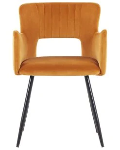 Set Di 2 Sedie Da Pranzo Velluto Arancione E Nero SANILAC 13 Set Di 2 Sedie Da Pranzo Velluto Arancione E Nero SANILAC -Beliani undef src sa picid 847093 type whitesh image