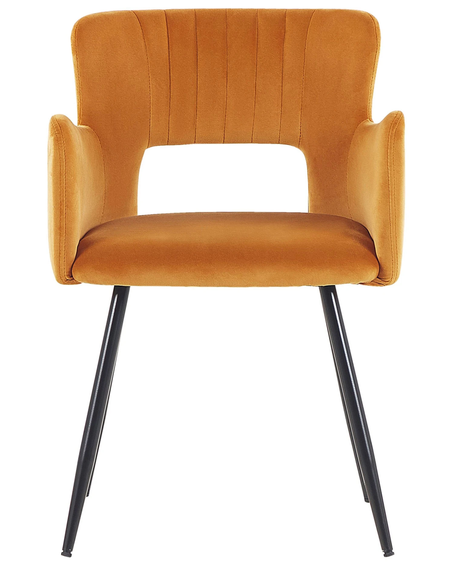 Set Di 2 Sedie Da Pranzo Velluto Arancione E Nero SANILAC 5 Set Di 2 Sedie Da Pranzo Velluto Arancione E Nero SANILAC - immagine 3