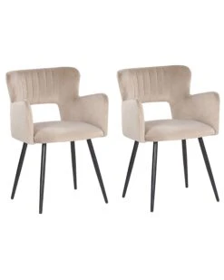 Set Di 2 Sedie Da Pranzo Velluto Tortora E Nero SANILAC