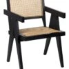Sedia Da Pranzo Legno Rattan Naturale Nera WESTBROOK