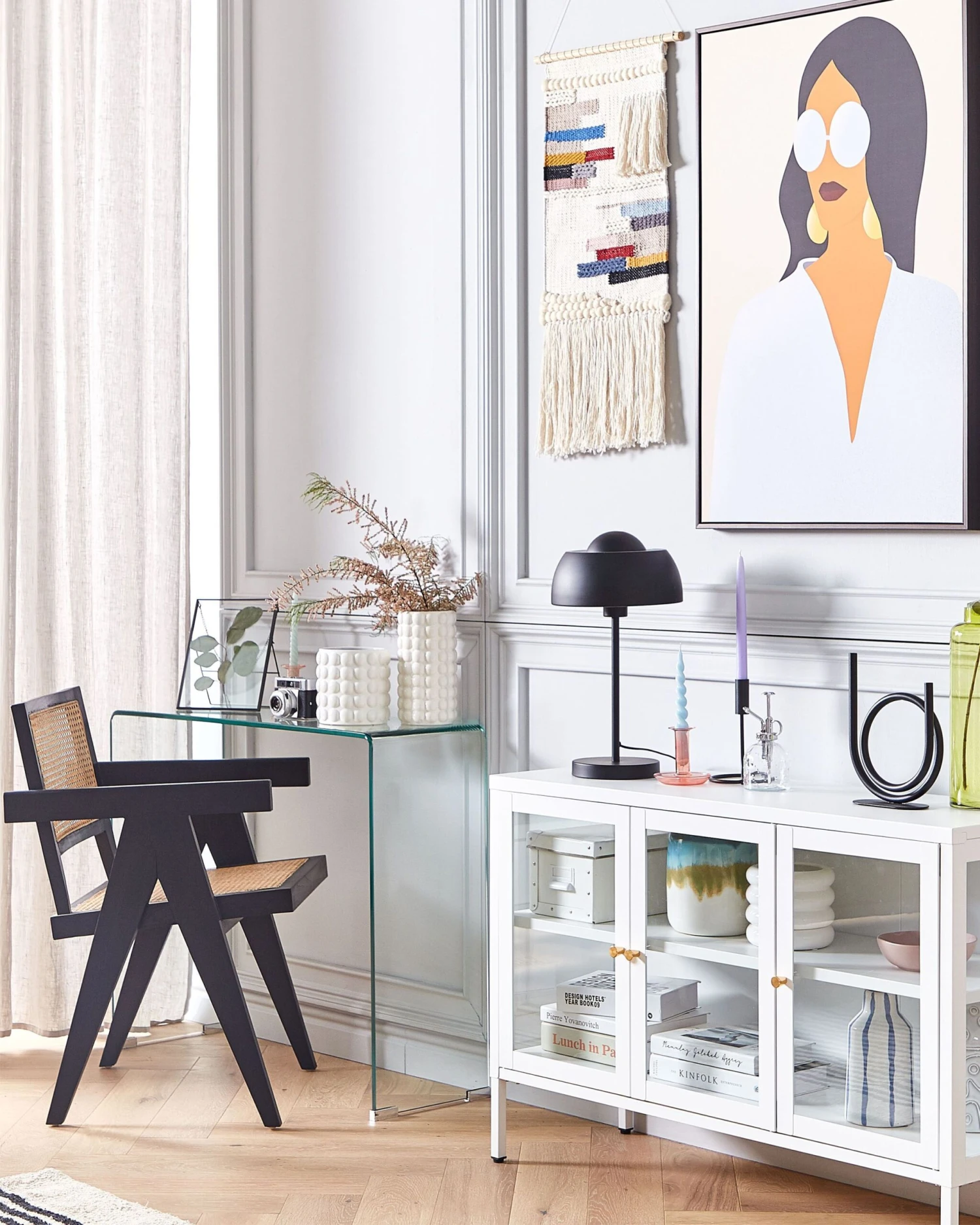 Sedia Da Pranzo Legno Rattan Naturale Nera WESTBROOK 5 Sedia Da Pranzo Legno Rattan Naturale Nera WESTBROOK - immagine 3